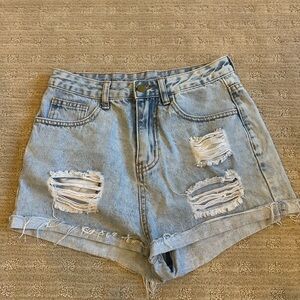 Light wash jean shorts